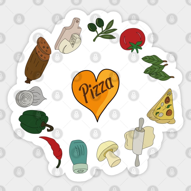 Pizza Ingredients Sticker by DiegoCarvalho